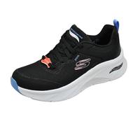 Skechers Women's 149685 BKMT Trainers, Black Leather/Mesh/Multi Trim, 4 UK