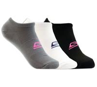 Skechers Women's 3 Pack No Show Stretch Socks in White/Black, Size Medium
