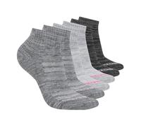 Skechers Women's 6-Pack Performance Quarter Crew Socks, Breathable & Cushioned Footbed, Medium Grey/Light Grey/Charcoal, 9-11