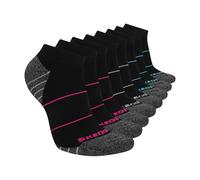 Skechers Women's 8-Pack Work Collection Low Cut Socks, Extended Cushion & Mesh Ventilation, Black/Pink Glo/Bluefish, 9-11
