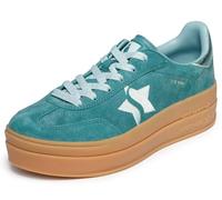 Skechers Women's Academy HI - Elevated Essence Sneaker in Green, Size 7 | Leather/Synthetic