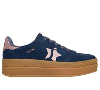 Skechers Women's Academy HI - Elevated Essence Sneaker in Navy Blue/Pink, Size 4 | Leather/Synthetic