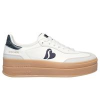 Skechers Women's Academy HI - Stacked Hearts Sneaker in White/Black, Size 6.5 | Synthetic/Leather