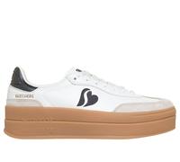 Skechers Women's Academy HI - Stacked Hearts Sneaker in White/Black, Size 7 | Synthetic/Leather