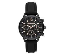 Skechers Women's Analog Quartz Silicone or Leather Casual Sports Watch, Matteson Black