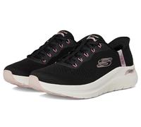 Skechers Women's Arch Fit 2.0 Easy Chic Slip-On Sneakers, Black Mesh/Rose Gold Trim, 2 UK