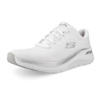 Skechers Women's Arch Fit 2.0 Glow The Distance Sneaker, White Mesh/Silver Trim, 4.5 UK