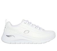 Skechers Women's Arch Fit 2.0 - Star Bound Sneaker in White/Silver, Size 8 Wide | Leather/Synthetic/Textile