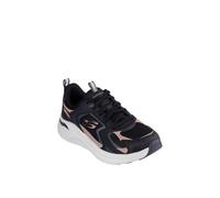 Skechers Women's Sneaker Arch Fit 2.0 Vintage Luxe, Black Leather/Mesh, Rosegold Trim, UK 5