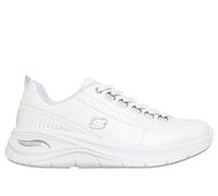 Skechers Women's Arch Fit 3.0 - Daily Icon Sneaker in White/Silver, Size 4.5 | Leather/Synthetic/Textile