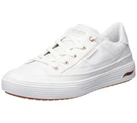 Skechers Women's Arch Fit Arcade Meet Ya There Sneaker, White Canvas/Rose Gold Trim, 2.5 UK