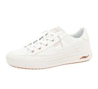 Skechers Women's Arch FIT Arcade Sneaker, White Canvas/Rose Gold Trim, 8 UK