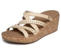 Skechers Women's Arch Fit Beverlee 2.0-Tigger Posse Wedge Sandal, Off-white, 7
