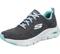Skechers Women's Arch FIT Comfy Wave Sneaker, Charcoal Knit/Blue Trim, 3.5 UK