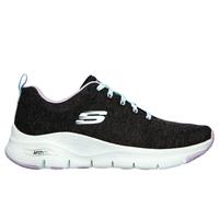 Skechers Women's Arch Fit - Comfy Wave Sneaker in Black/Lavender, Size 5 | Textile/Synthetic, Vegan, Machine Washable