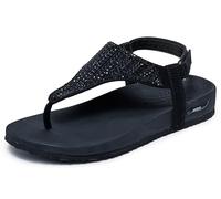 Skechers Women's Arch Fit Meditation-Hidden Gems Flip-Flop, Black/Black, 9