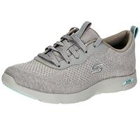 Skechers Women's Arch FIT Refine Lavish Wish Sneaker, Gray Engineered Knit/Light Blue Trim, 8 UK
