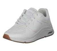 Skechers Women's Arch Fit S-Miles Mile Makers Sneaker, White Duraleather/ Hot Melt Trim, 7 UK