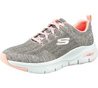 Skechers Women's Sneaker Arch Fit Comfy Wav – Gray Knit with Pink Trim – UK 5 Medium