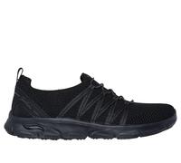 Skechers Women's Arch Fit Sunny - Creative Pass Slip-On Shoes in Black, Size 5.5 | Textile/Synthetic, Vegan, Machine Washable