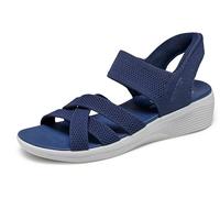 Skechers Wedge Sandal Arya Cooling Off Hands-Free Slip-ins Navy Size 7