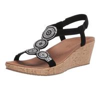Skechers Women's Beverlee-Date Glam Sandal Wedge, Black, 4 UK