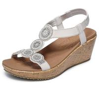 Skechers Women's Beverlee-Date Glam Sandal Wedge, Beige, 5.5 UK