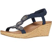 Skechers Women's Beverlee-Date Glam Sandal Wedge, Navy, 3.5 UK