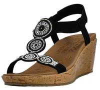 Skechers Women's Beverlee-Date Glam Wedge Sandal, Black, 4.5 UK