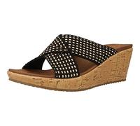 Skechers Women's Beverlee Delighted Cross Band Wedge Sandal, Black, 8 UK