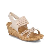 Skechers Women's Beverlee-Fancy Sips Wedge Sandal, Natural, 6 UK