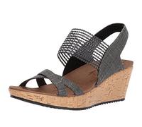 Skechers Women's Beverlee High Tea Sandal,Black Sparkle Linen Gore Trim,6 UK