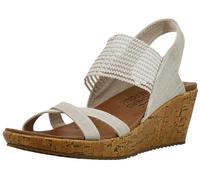 Skechers Women's Beverlee High Tea Sandal,Natural Sparkle Linen Gore Trim,8 UK