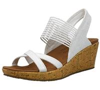 Skechers Women's Beverlee - High Tea Wedge Sandal, White, 7 M US