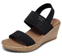 Skechers Women's Beverlee Sheer Luck Sneaker, Black Engineered Knit Mesh, 3.5 UK