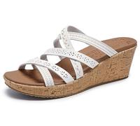 Skechers Women's Beverlee-Tiger Posse Wedge Sandal, White, 7.5 Wide