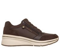 Skechers Women's Billion Flex - Luxe Up Wedge in Chocolate, Size 3.5 | Synthetic/Leather/Textile