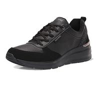 Skechers Women's Billion Subtle Spots Sneaker, Black Duraleather/Black Leopard Trim, 4.5 UK