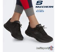 SKECHERS WOMENS BLACK SHOES LADIES MEMORY FOAM WORK GYM WALKING SKETCHER TRAINER
