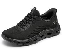 Skechers Women's Bobs Arc Waves Slip-On Sneakers, Black Engineered Knit, 3 UK