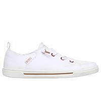Skechers Women's BOBS B Cute 2.0 Sneaker in White/Gold, Size 3 Wide | Textile/Metal, Vegan, Machine Washable