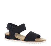 Skechers Women's BOBS Desert Kiss Ankle Strap Sandals, Black Microfiber Suede/ Gore Trim, 2 UK