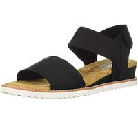Skechers Women's BOBS Desert Kiss Ankle Strap Sandals, Black Microfiber Suede/ Gore Trim, 8 UK