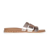 Skechers Desert Kiss Low Duraleather Strap Slide, Bright Gold, Size 3, Women Bright Gold