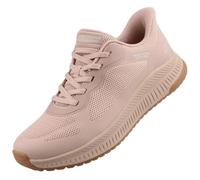 Skechers Women's Bobs Squad 4 Staple Look Slip-On Sneakers, Natural Mesh, 8 UK