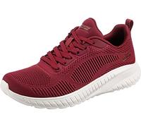 Skechers Women's BOBS Squad Chaos FACE Off Sneaker, Red Engineered Knit, 8 UK