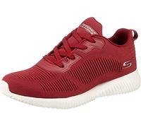 Skechers Women's Bobs Squad Tough Talk Sneakers, Red Engineered Knit White Outsole, 3 UK