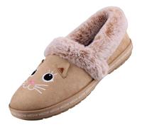 Skechers Women's Bobs Too Cozy- Meow Jammies Slippers, Tan, 10