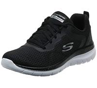 Skechers Women's Bountiful Quick Path Sneaker, Black Engineered Mesh / Duraleather / White T, 5 UK