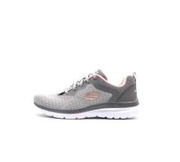 Skechers Women's Bountiful Quick Path Sneaker, Gray Engineered Mesh / Duraleather / Coral Tr, 4 UK